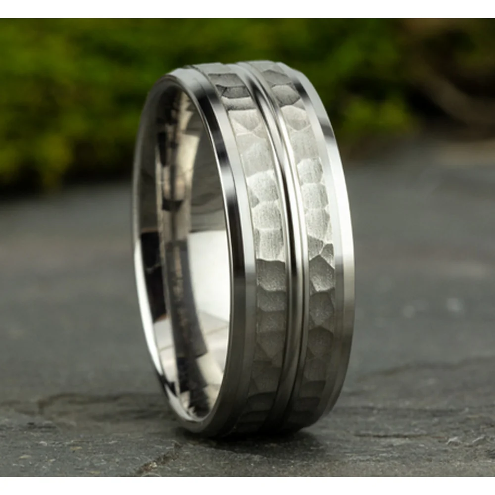 The Ridley Men's Wedding Band in 14K White Gold - 8mm Width by Benchmark - Image 4