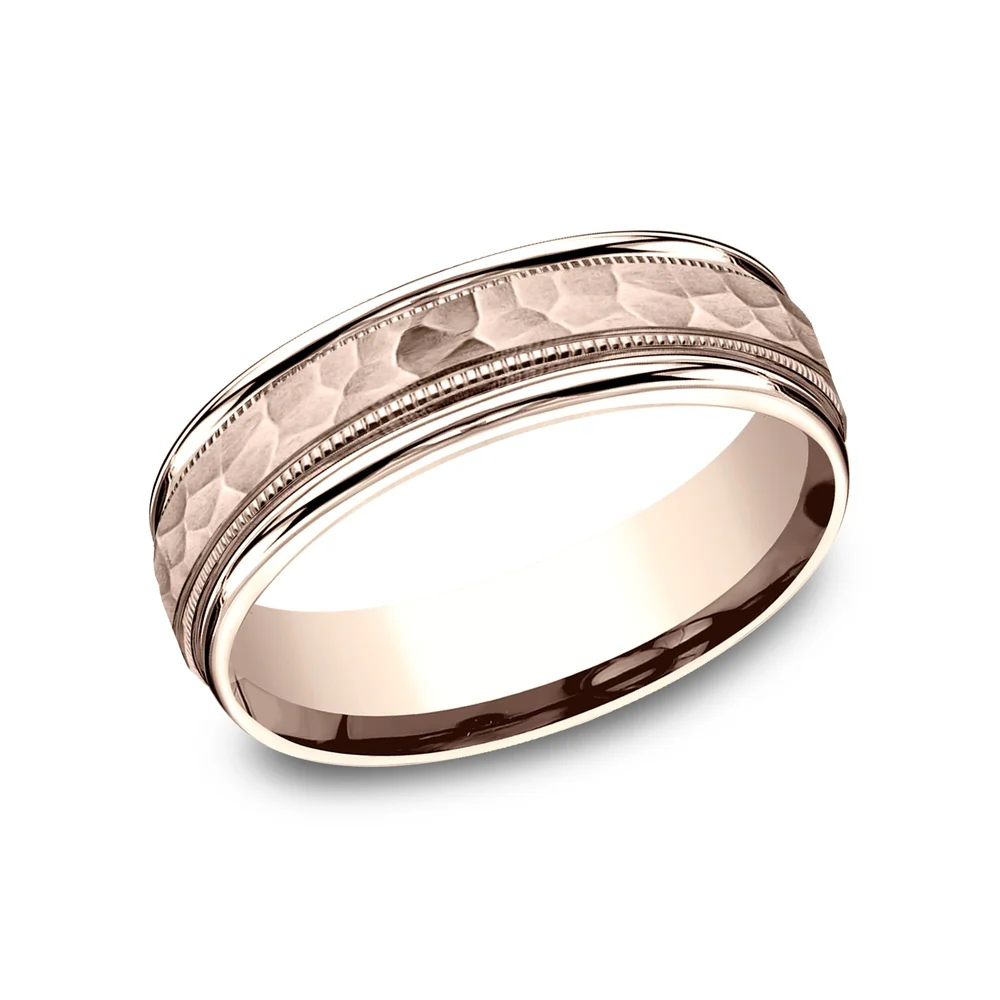 The Riker Men's Wedding Band in 14K Rose Gold - 6.5mm by Benchmark