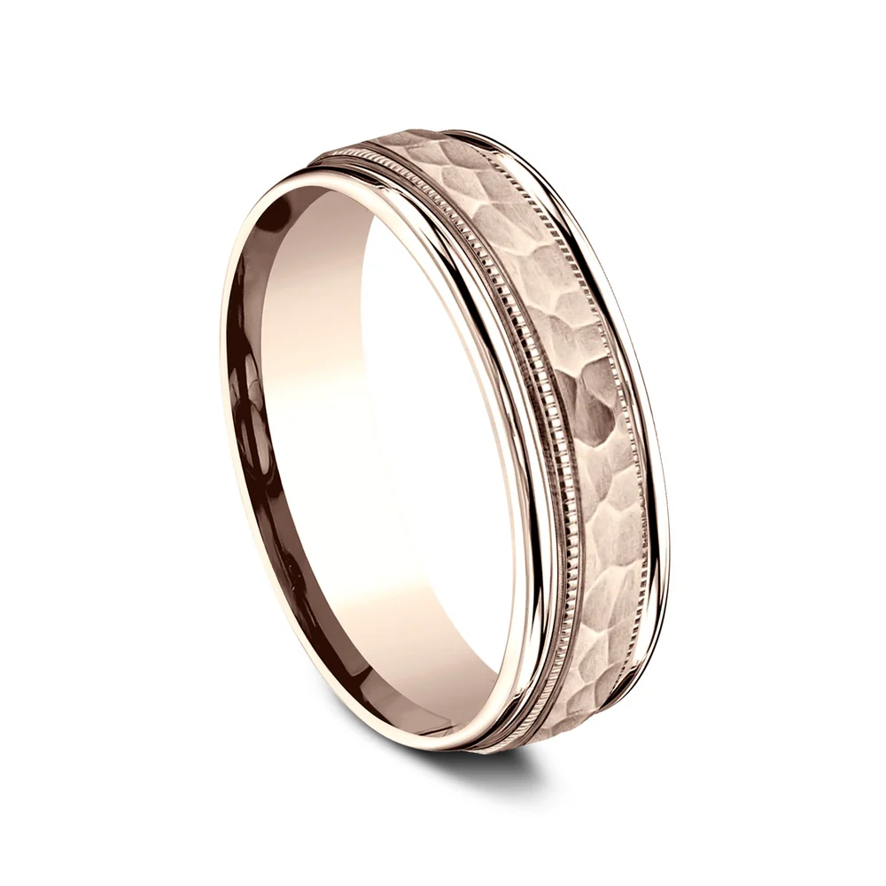 The Riker Men's Wedding Band in 14K Rose Gold - 6.5mm by Benchmark - Image 2