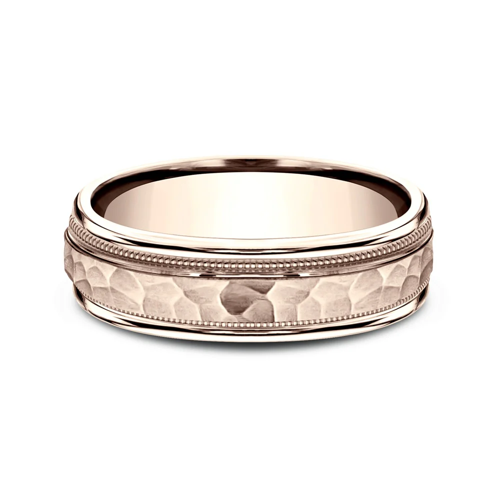 The Riker Men's Wedding Band in 14K Rose Gold - 6.5mm by Benchmark - Image 3