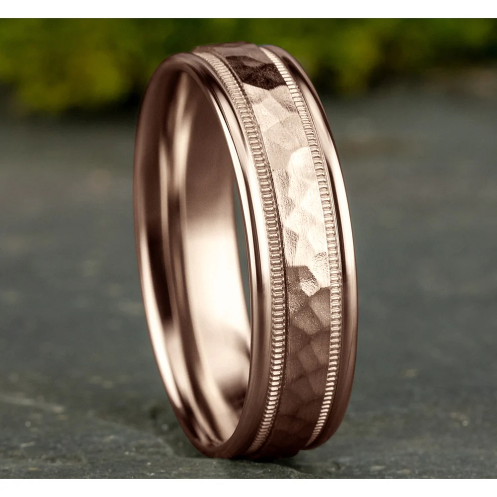 The Riker Men's Wedding Band in 14K Rose Gold - 6.5mm by Benchmark - Image 4