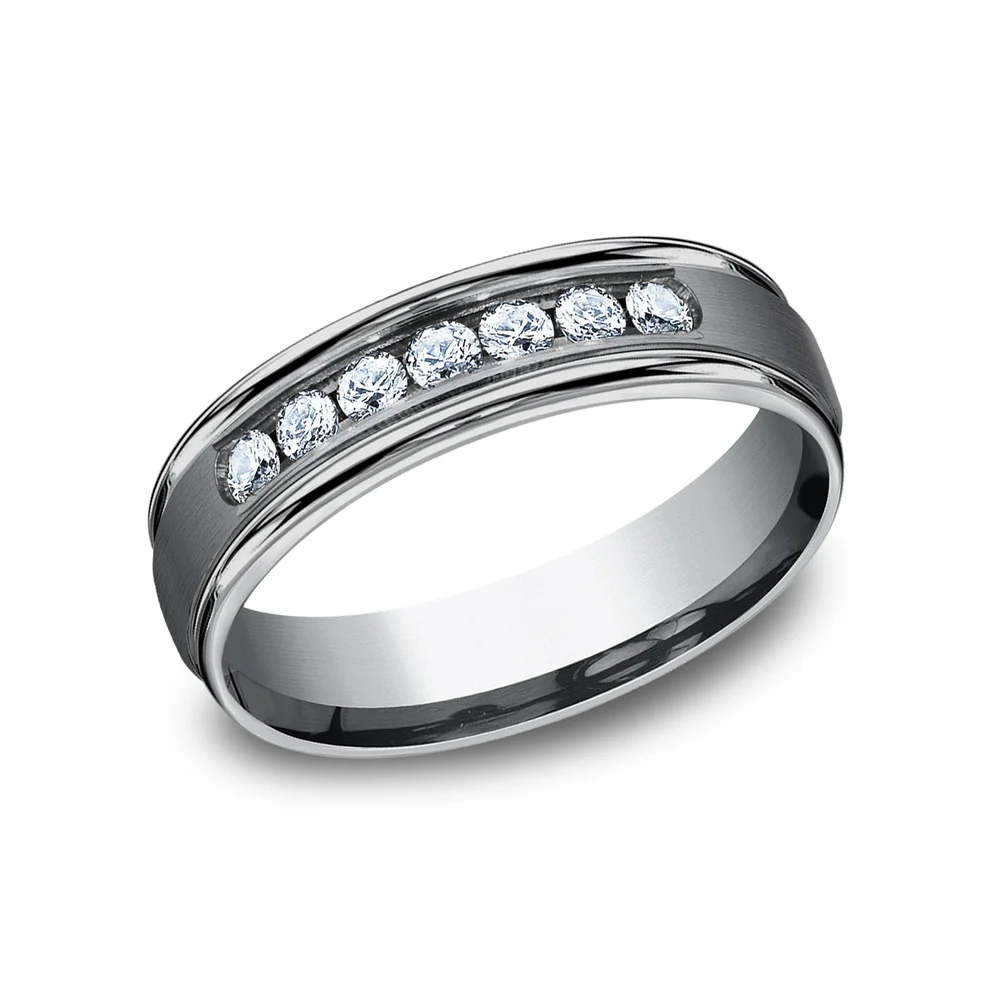 The Roosevelt Men's Wedding Band in Grey Tantalum - 6mm Width by Tantalum