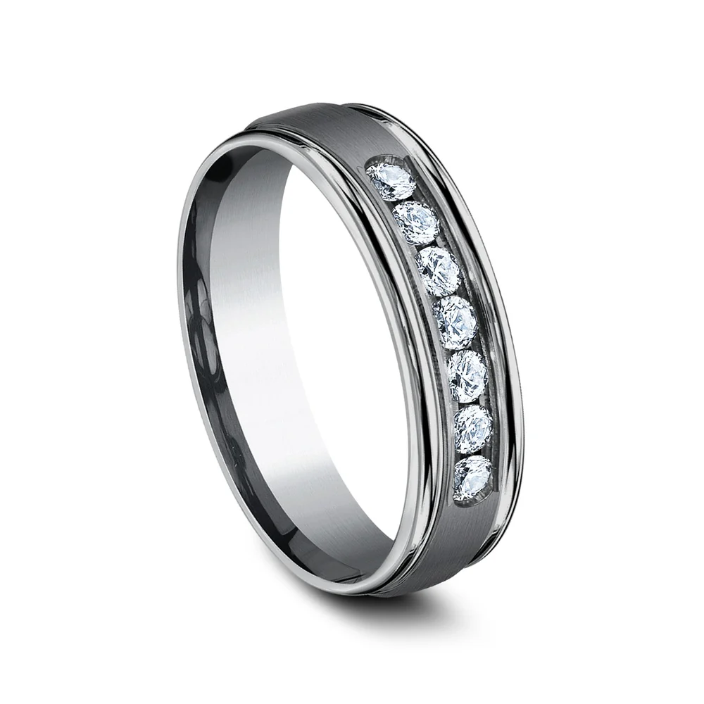 The Roosevelt Men's Wedding Band in Grey Tantalum - 6mm Width by Tantalum - Image 2