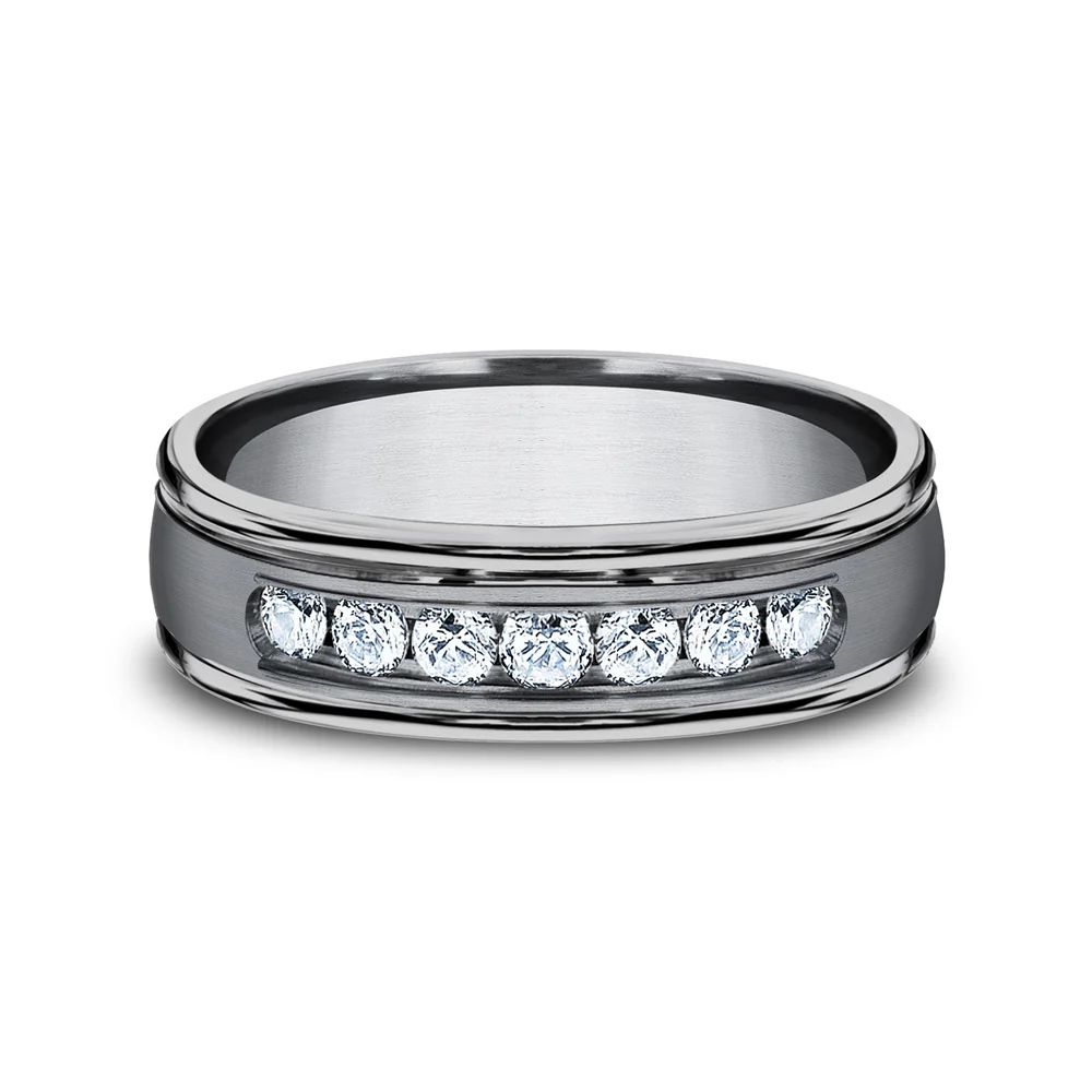 The Roosevelt Men's Wedding Band in Grey Tantalum - 6mm Width by Tantalum - Image 3