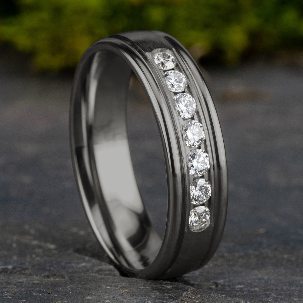 The Roosevelt Men's Wedding Band in Grey Tantalum - 6mm Width by Tantalum - Image 4