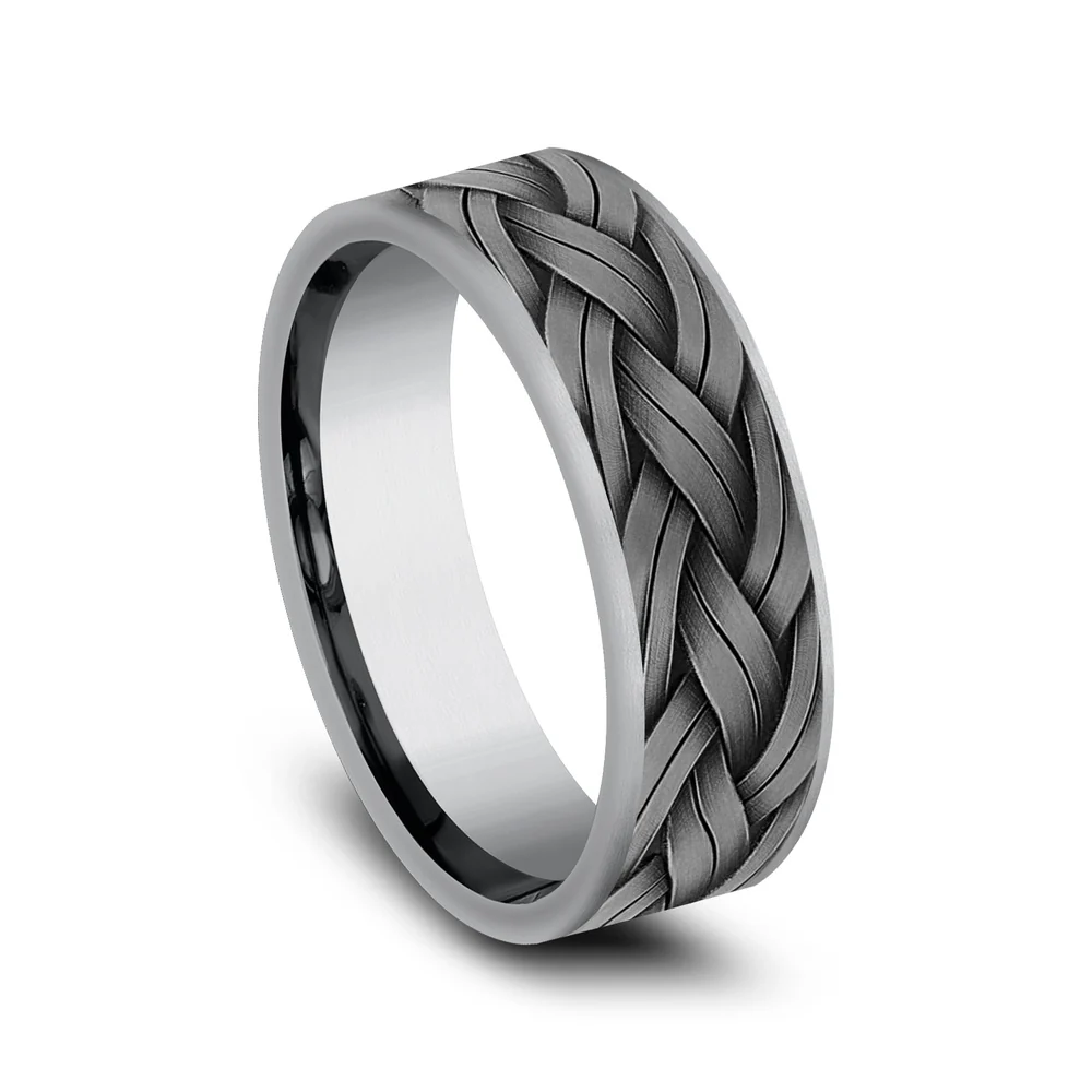 The Rope Men's Wedding Band in Grey Tantalum - 7mm Width by Tantalum - Image 2