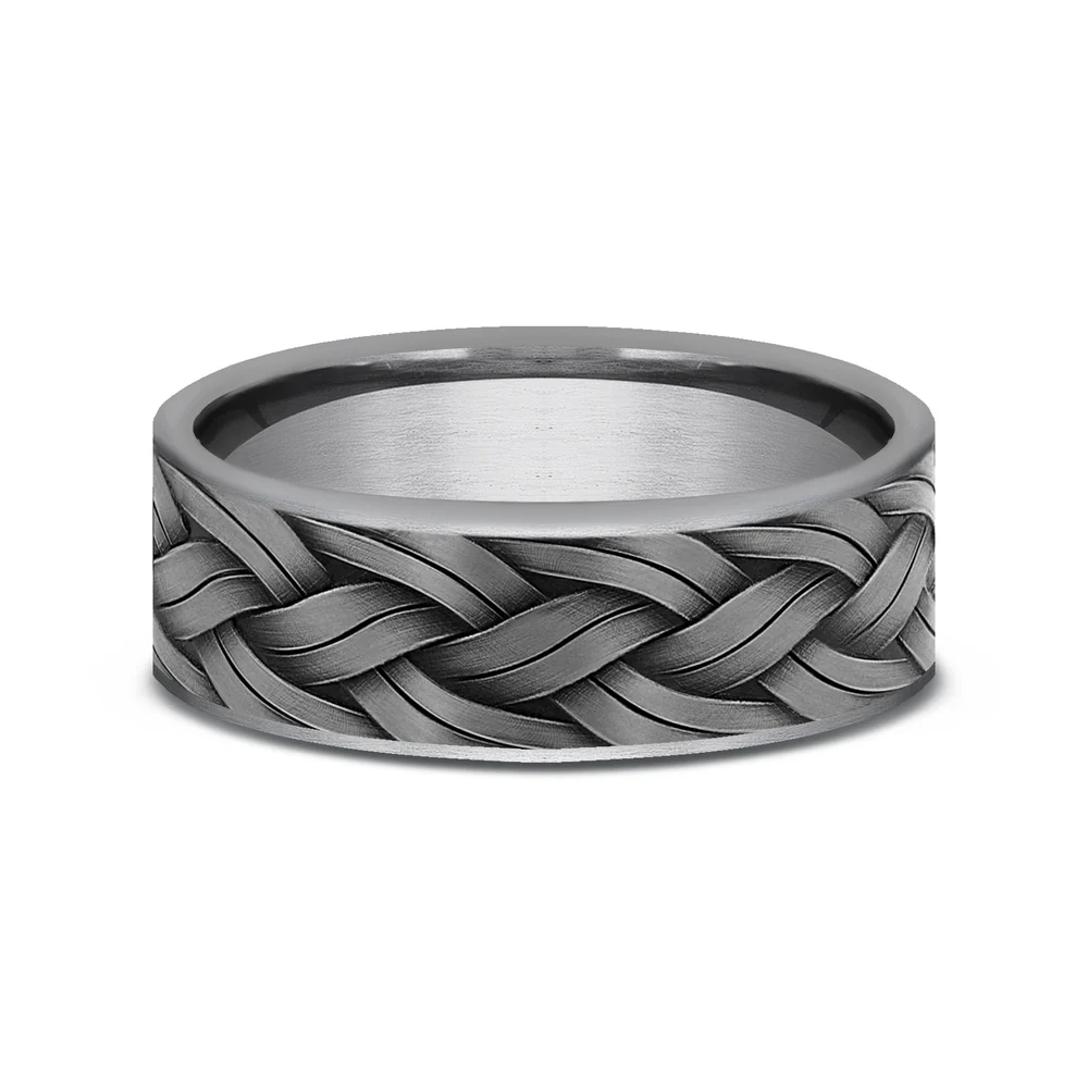 The Rope Men's Wedding Band in Grey Tantalum - 7mm Width by Tantalum - Image 3