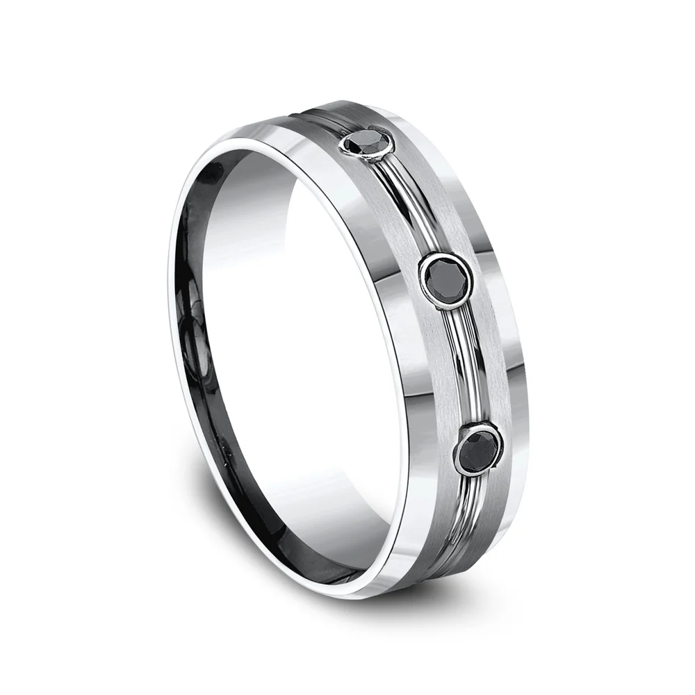 The Saber Men's Wedding Band in White Cobalt - 7.5mm Width by Forge - Image 2