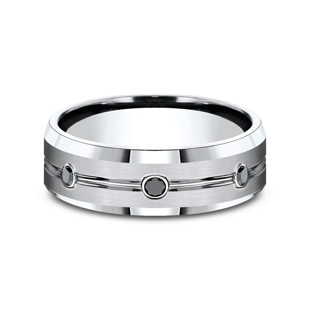 The Saber Men's Wedding Band in White Cobalt - 7.5mm Width by Forge - Image 3