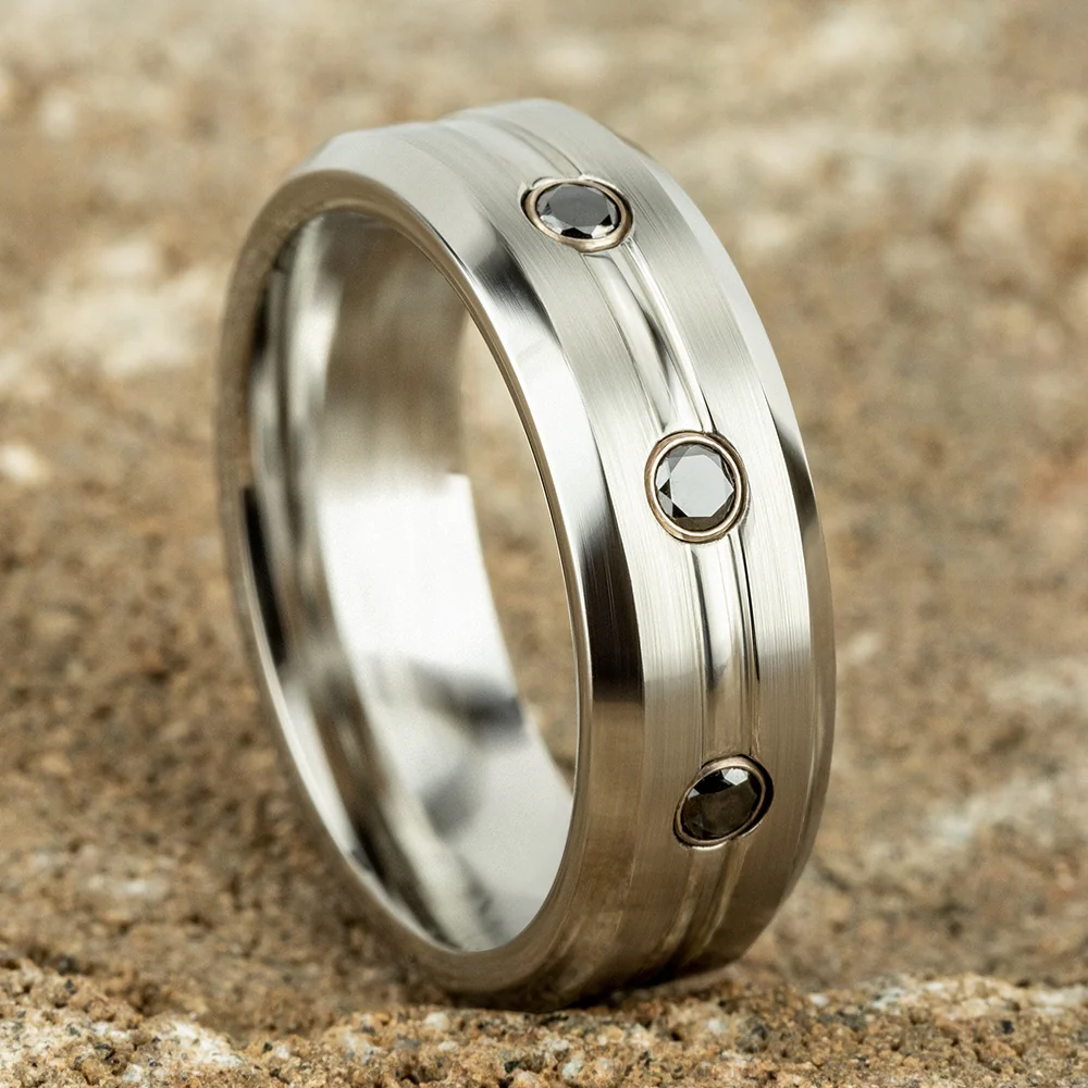 The Saber Men's Wedding Band in White Cobalt - 7.5mm Width by Forge - Image 4