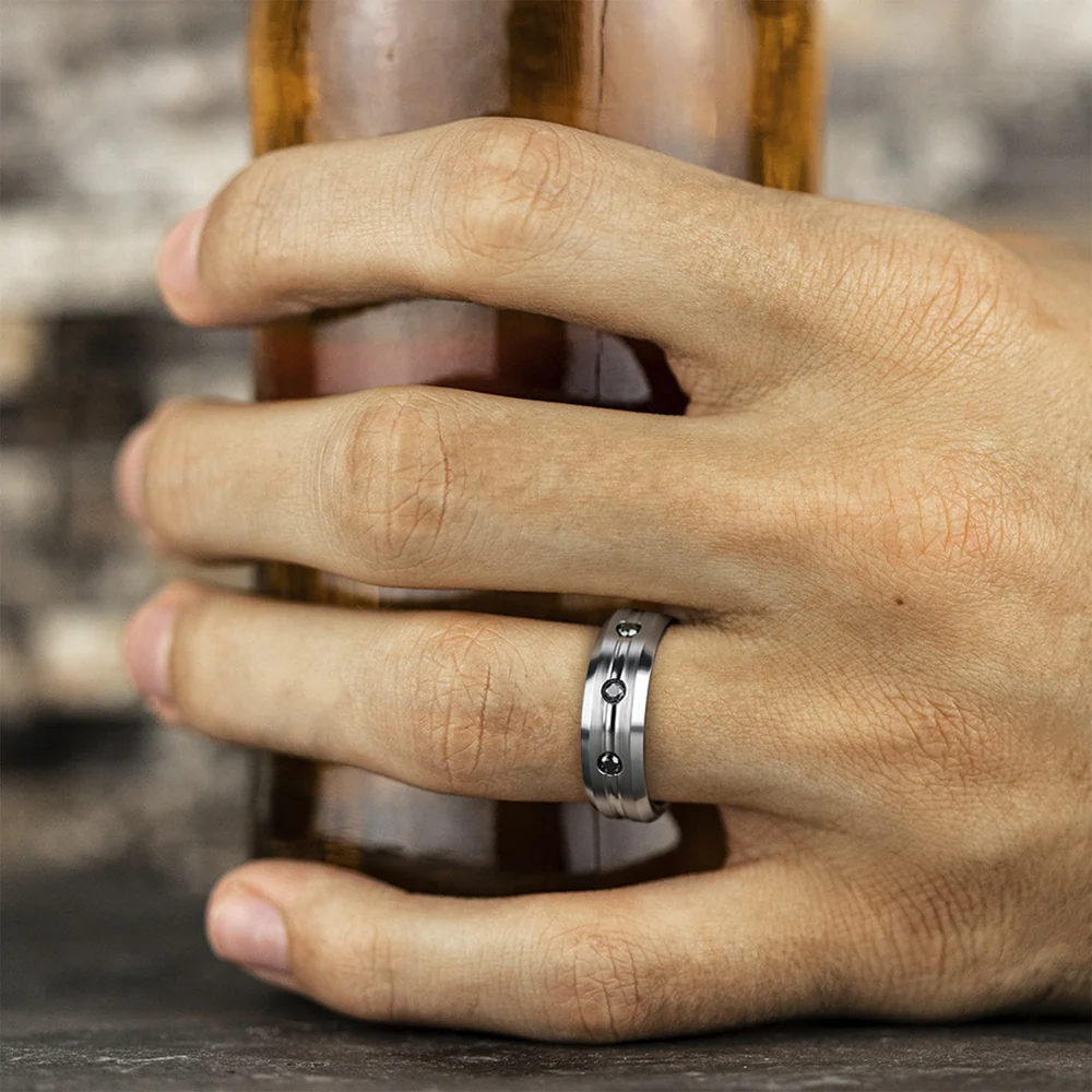 The Saber Men's Wedding Band in White Cobalt - 7.5mm Width by Forge - Image 5