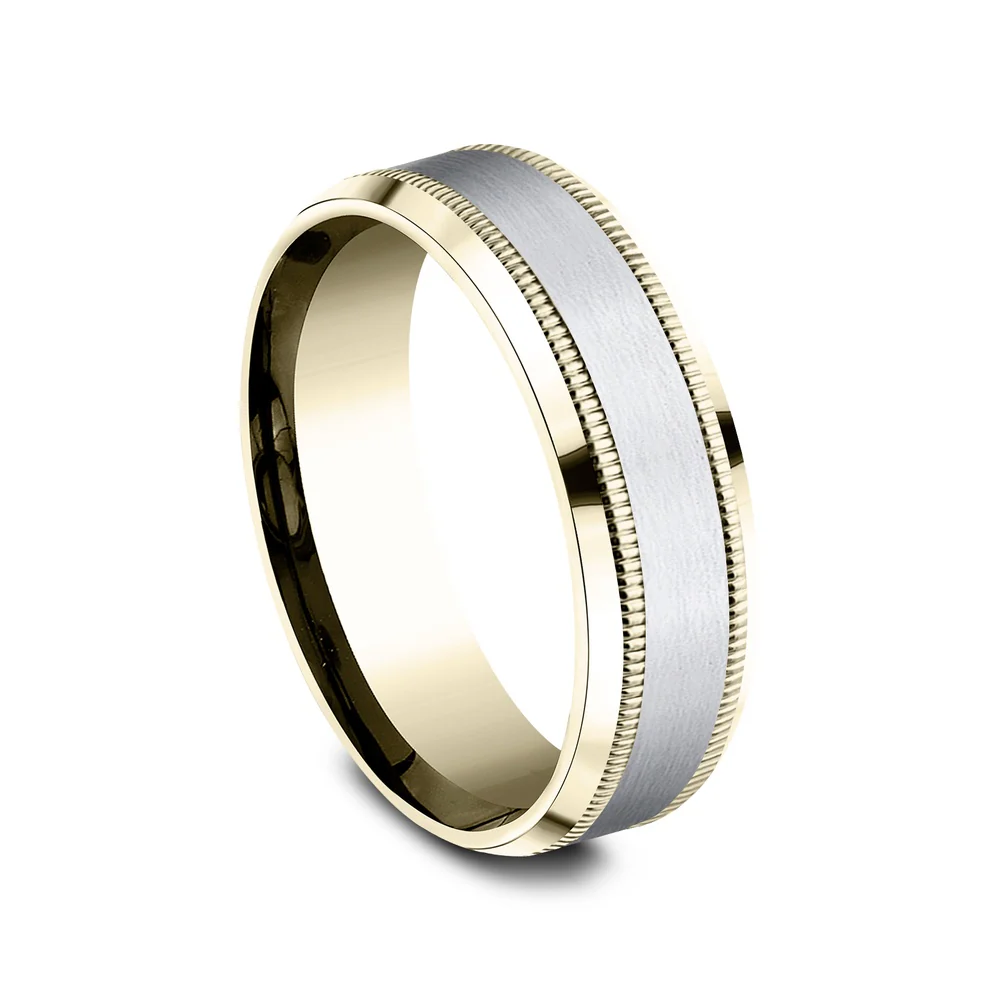 The Sage Men's Wedding Band in 10K Yellow and White Gold - 7mm Width by Benchmark - Image 2