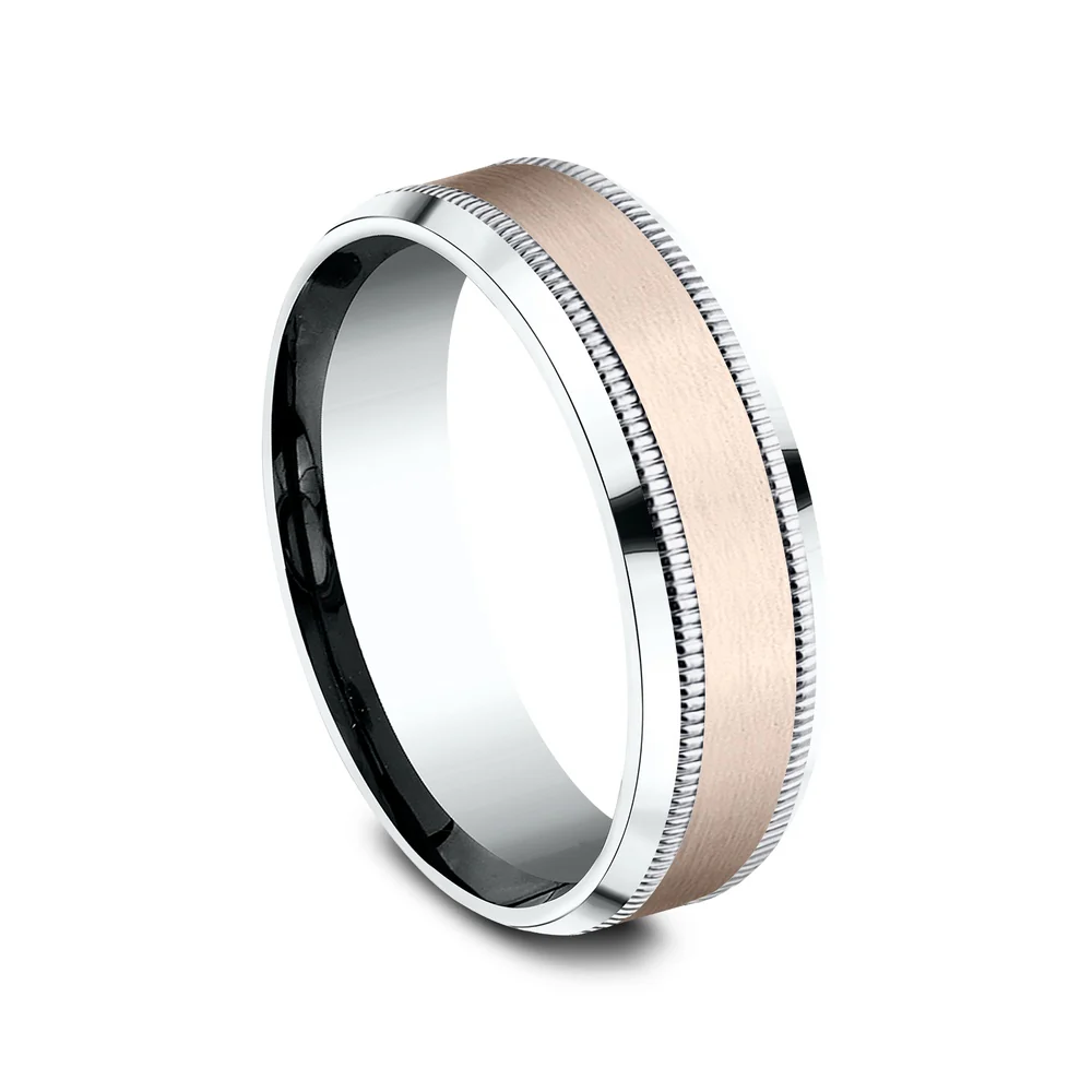 The Sage Men's Wedding Band in 14K White and Rose Gold - 7mm by Benchmark - Image 2