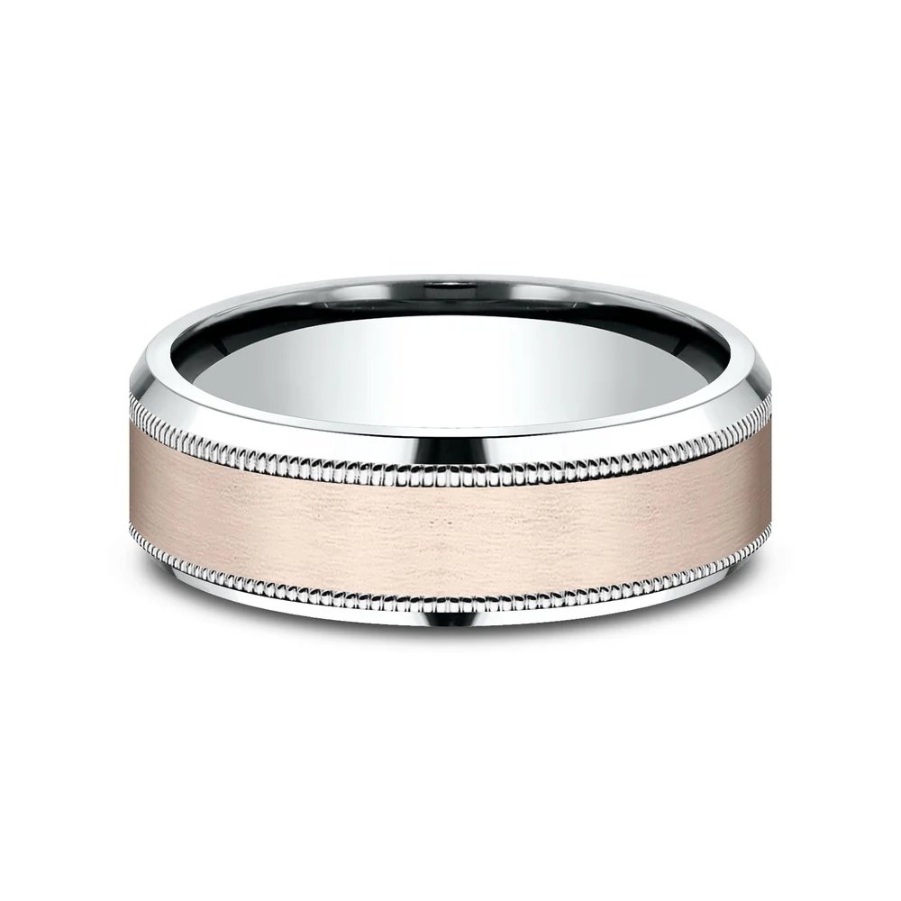 The Sage Men's Wedding Band in 14K White and Rose Gold - 7mm by Benchmark - Image 3