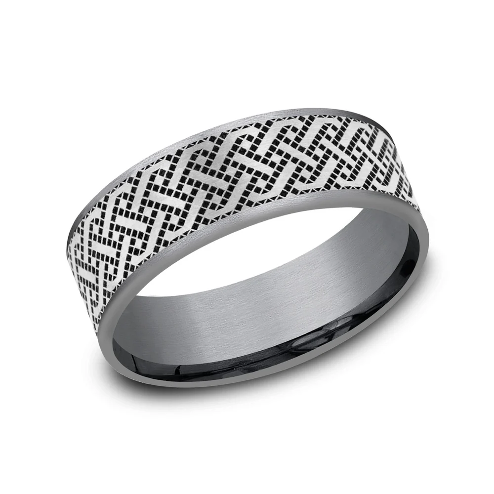The Sailor Men's Wedding Band in Grey Tantalum and Grey/Black Titanium - 7.5mm Width by Tantalum
