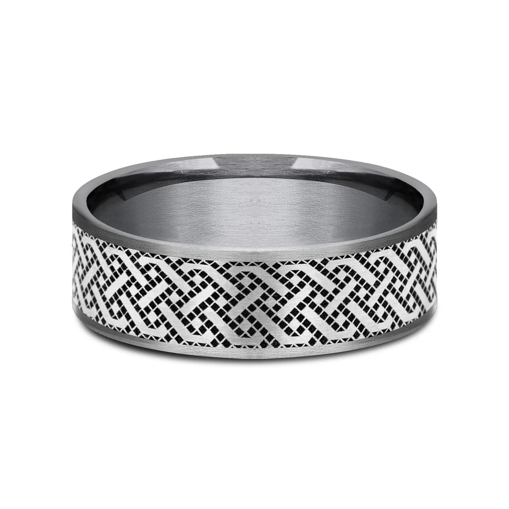 The Sailor Men's Wedding Band in Grey Tantalum and Grey/Black Titanium - 7.5mm Width by Tantalum - Image 3
