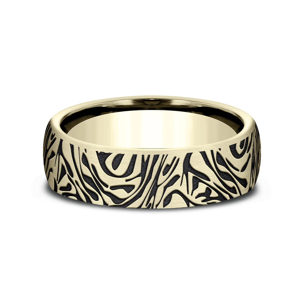 The Samurai Men's Wedding Band in 14K Yellow Gold - 6.5mm Width by Benchmark - Image 3