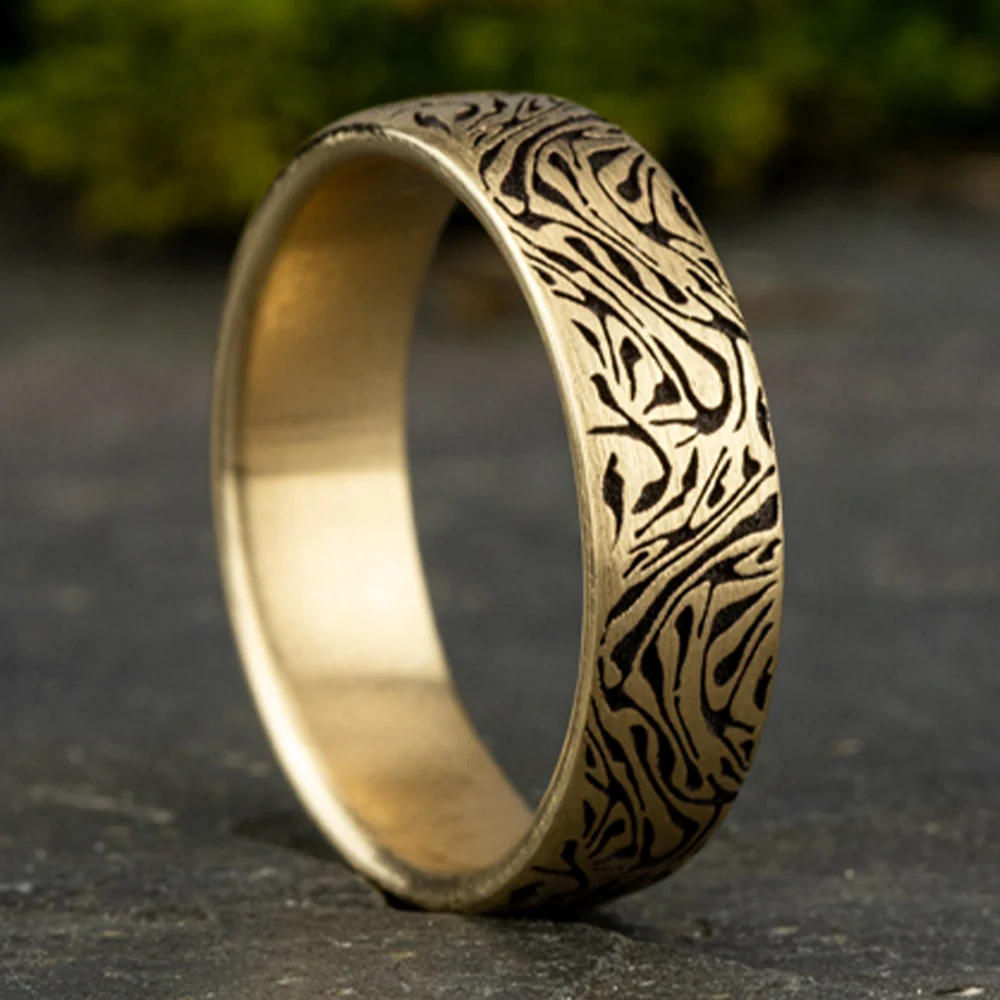 The Samurai Men's Wedding Band in 14K Yellow Gold - 6.5mm Width by Benchmark - Image 4