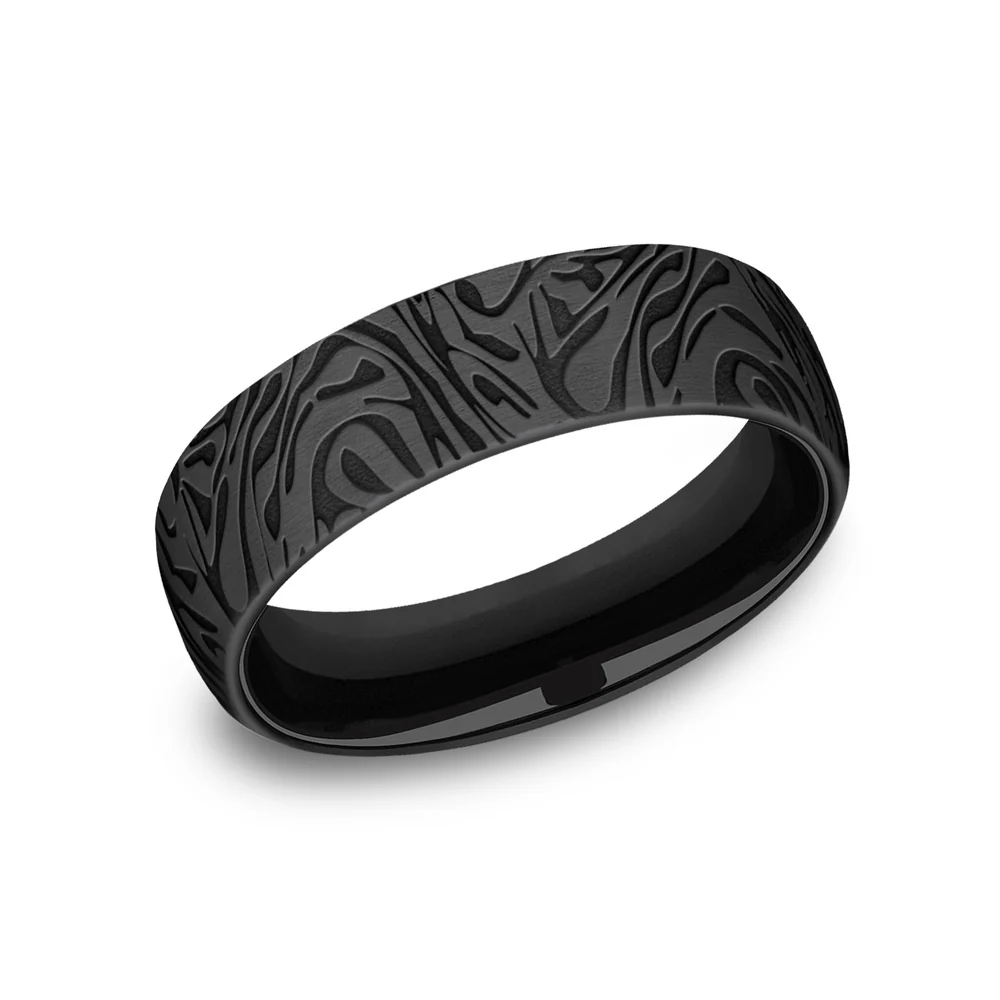 The Samurai Men's Wedding Band in Black Titanium - 6.5mm Width by Forge