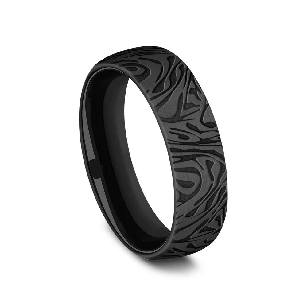 The Samurai Men's Wedding Band in Black Titanium - 6.5mm Width by Forge - Image 2
