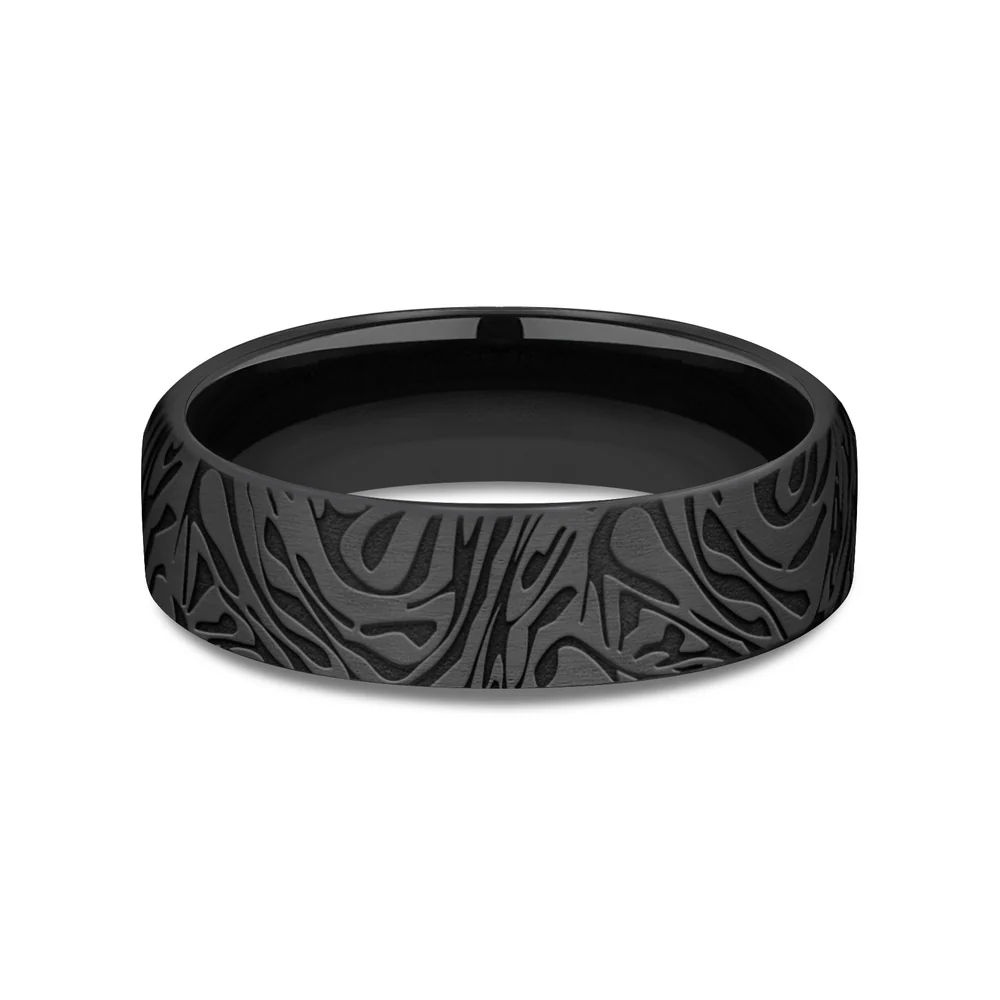 The Samurai Men's Wedding Band in Black Titanium - 6.5mm Width by Forge - Image 3