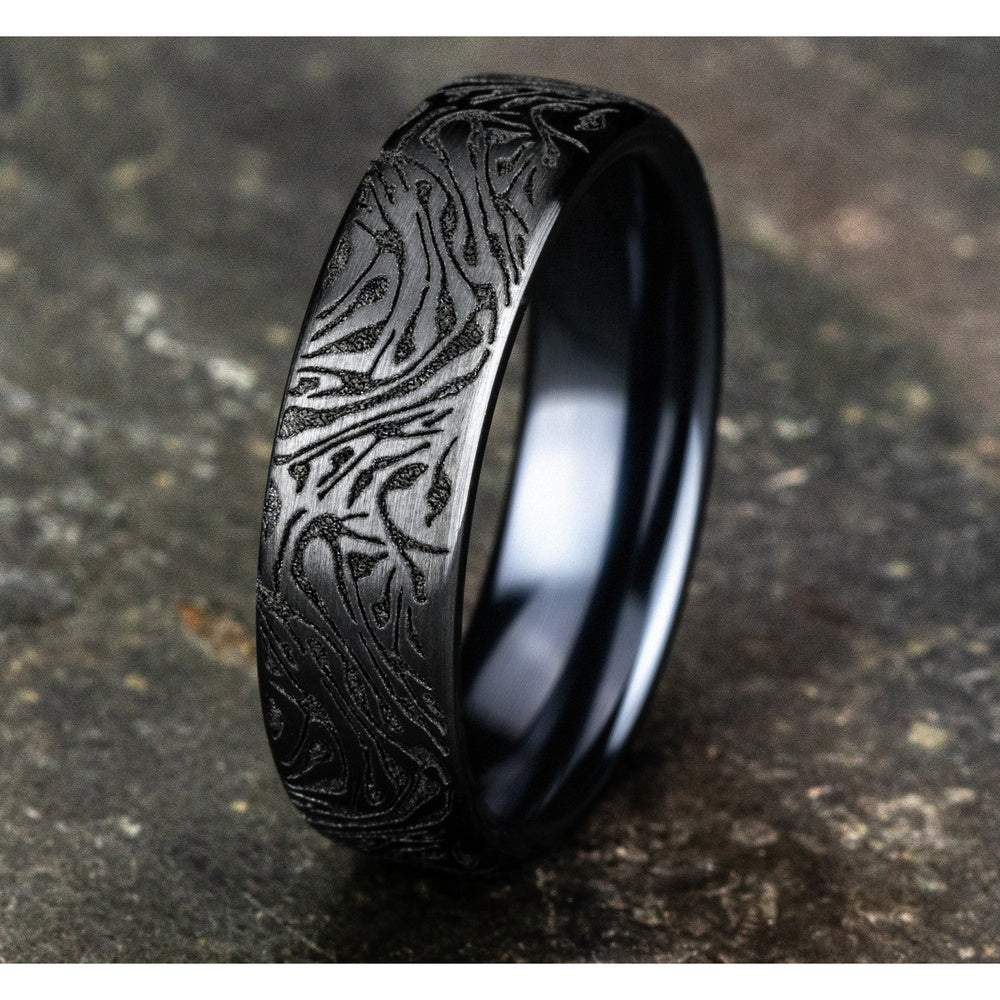 The Samurai Men's Wedding Band in Black Titanium - 6.5mm Width by Forge - Image 4