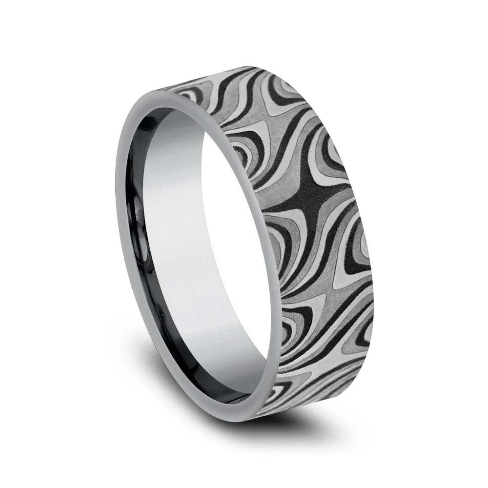 The Saturn Men's Wedding Band in Grey Tantalum - 7mm Width by Tantalum - Image 2
