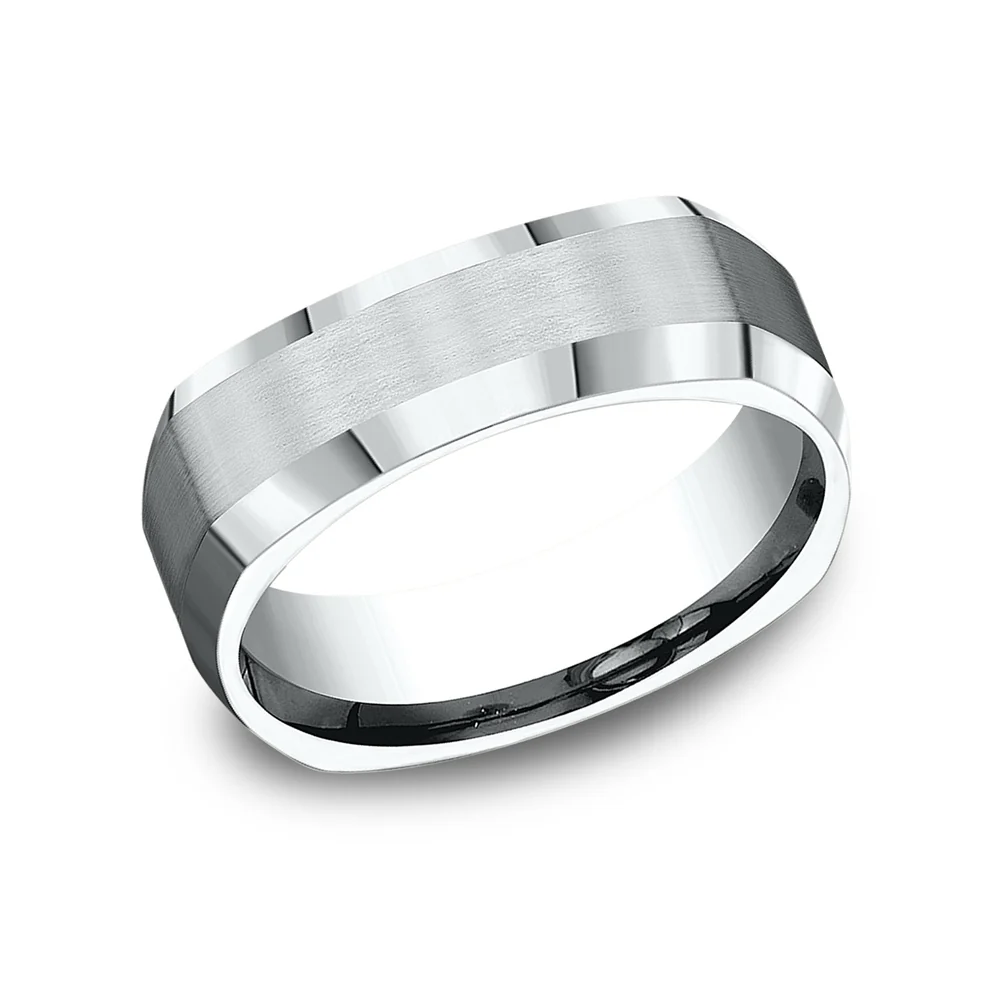 The Scholar Men's Wedding Band in 14K White Gold - 7mm Width by Benchmark