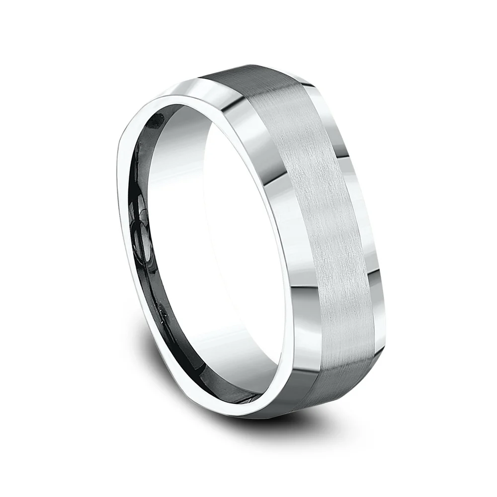 The Scholar Men's Wedding Band in 14K White Gold - 7mm Width by Benchmark - Image 2