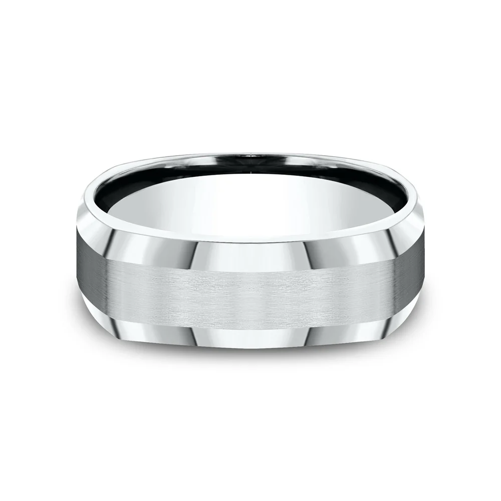 The Scholar Men's Wedding Band in 14K White Gold - 7mm Width by Benchmark - Image 3