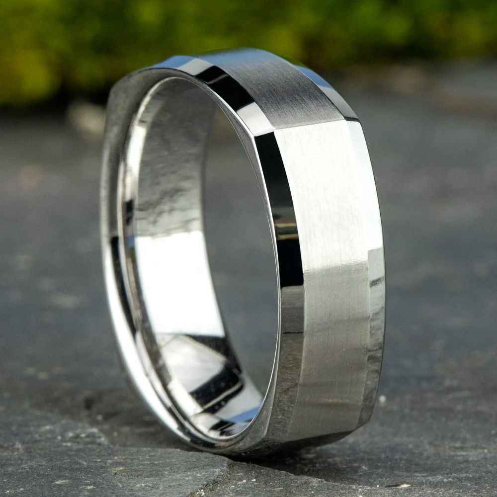 The Scholar Men's Wedding Band in 14K White Gold - 7mm Width by Benchmark - Image 4