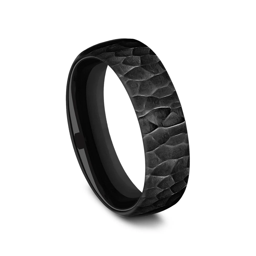 The Shredder Men's Wedding Band in Black Titanium - 6.5mm Width by Forge - Image 2