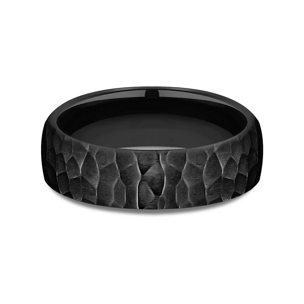 The Shredder Men's Wedding Band in Black Titanium - 6.5mm Width by Forge - Image 3