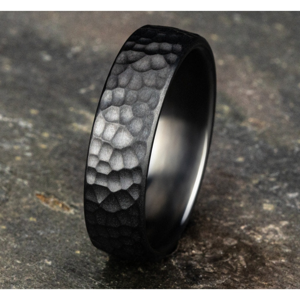 The Shredder Men's Wedding Band in Black Titanium - 6.5mm Width by Forge - Image 4