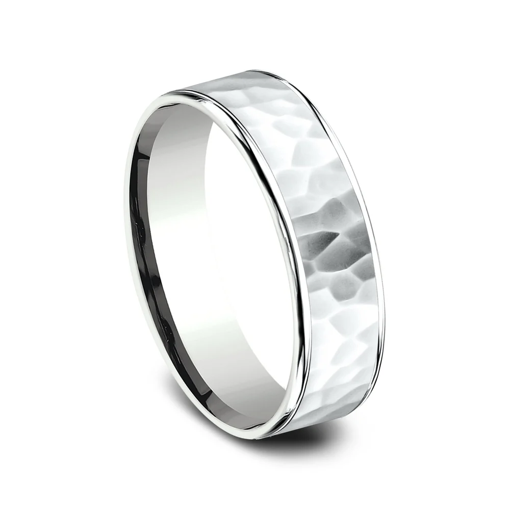 The Slater Men's Wedding Band in 14K White Gold - 6.5mm Width by Benchmark - Image 2