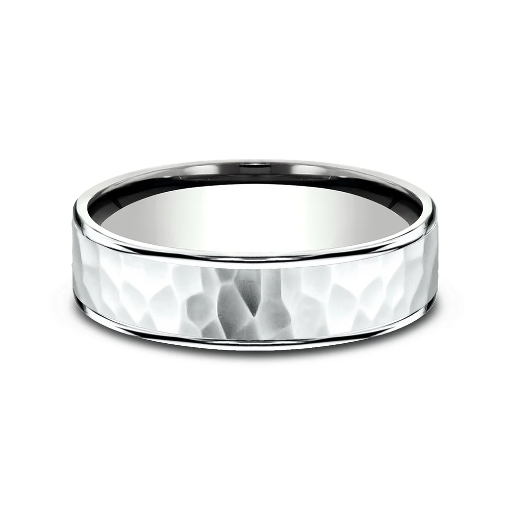 The Slater Men's Wedding Band in 14K White Gold - 6.5mm Width by Benchmark - Image 3