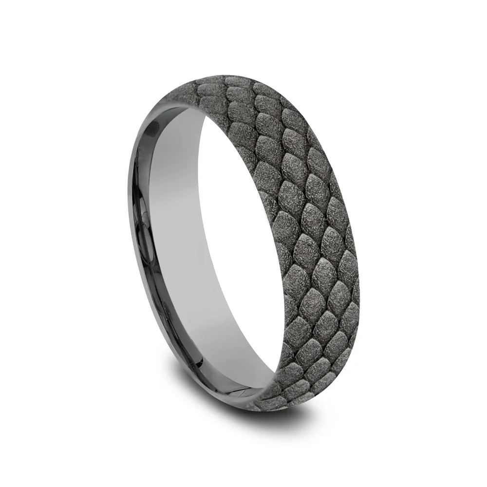 The Smaug Men's Wedding Band in Grey Tantalum - 6mm Width by Tantalum - Image 2