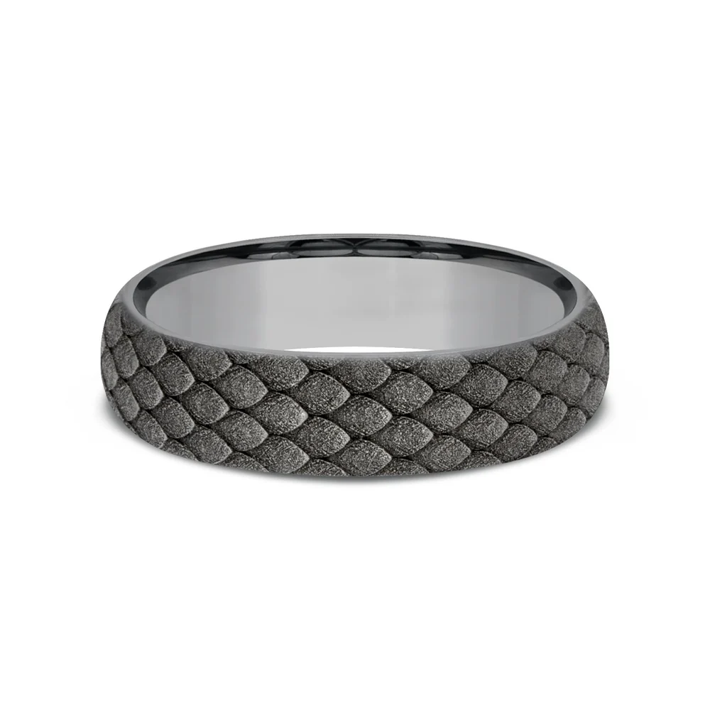 The Smaug Men's Wedding Band in Grey Tantalum - 6mm Width by Tantalum - Image 3