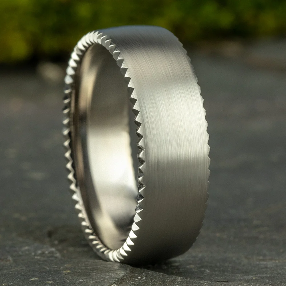 The Sovereign Men's Wedding Band in 14K White Gold - 7.5mm Width by Benchmark - Image 4