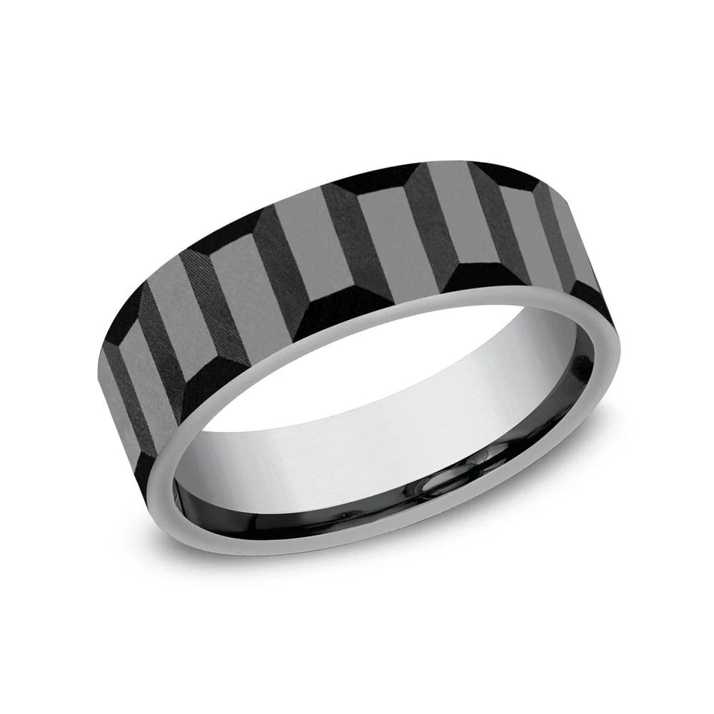The Sprocket Men's Wedding Band in Grey Tantalum - 7mm Width by Tantalum