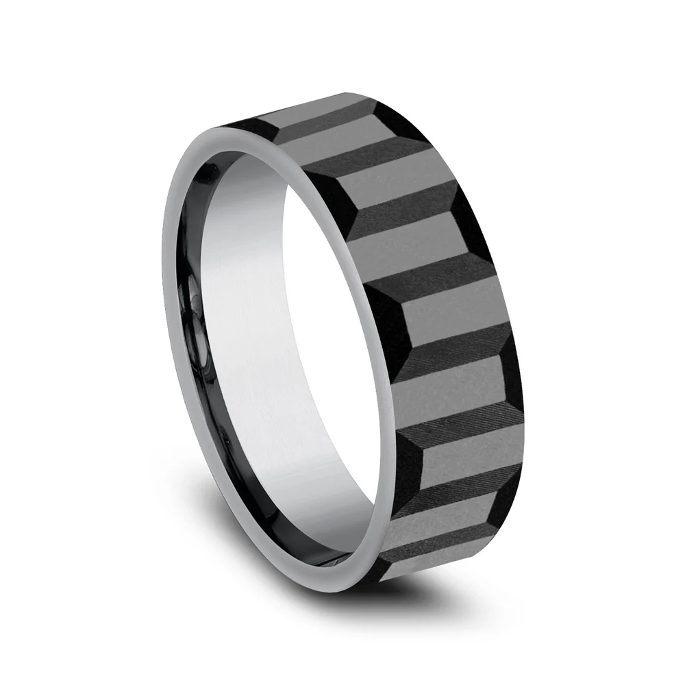 The Sprocket Men's Wedding Band in Grey Tantalum - 7mm Width by Tantalum - Image 2