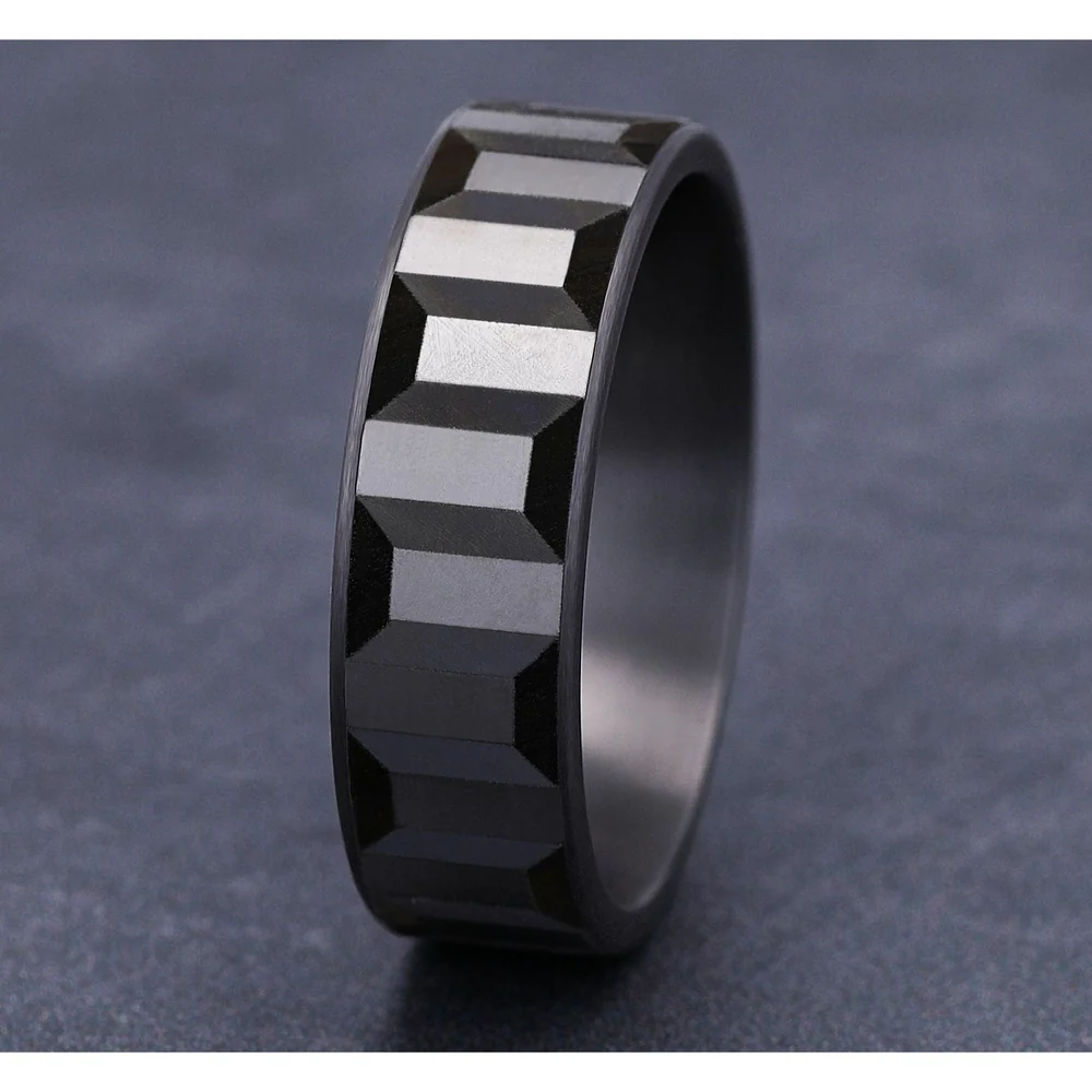 The Sprocket Men's Wedding Band in Grey Tantalum - 7mm Width by Tantalum - Image 4