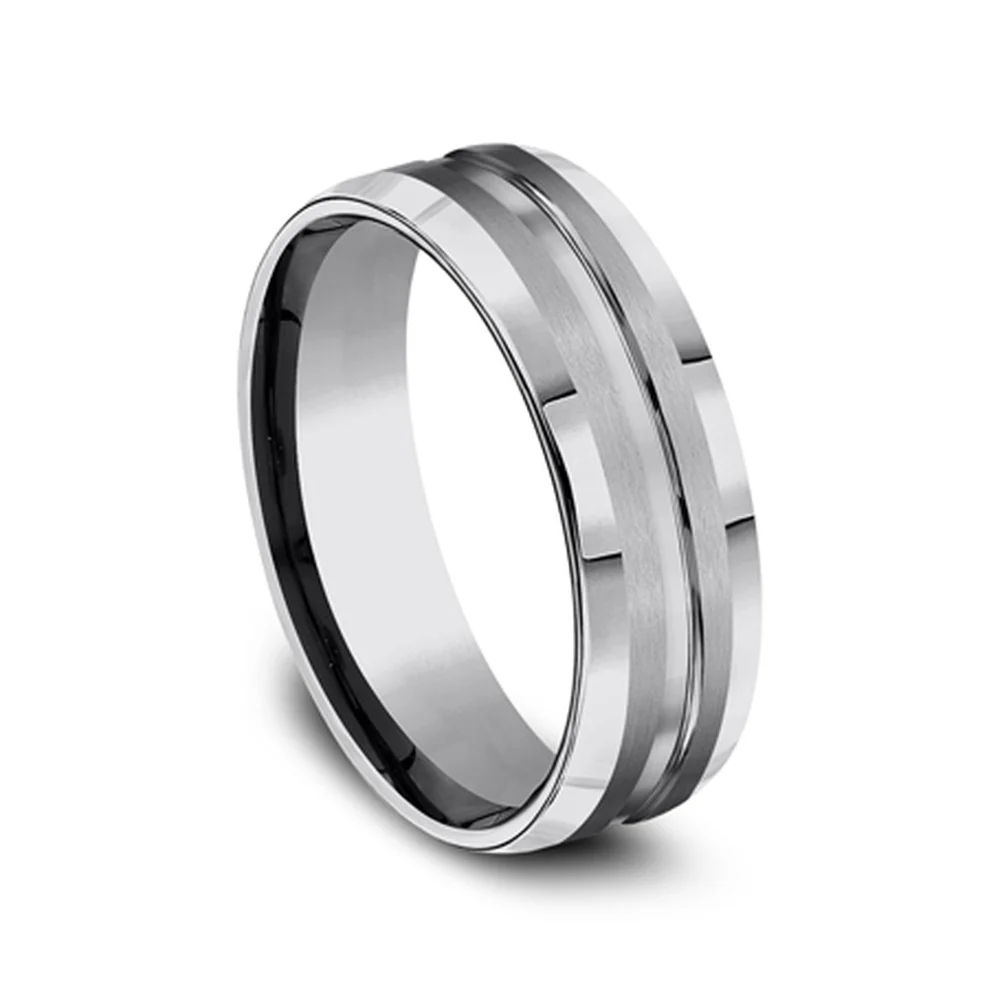 The Stealth Men's Wedding Band in Tungsten - 7mm Width by Forge - Image 2