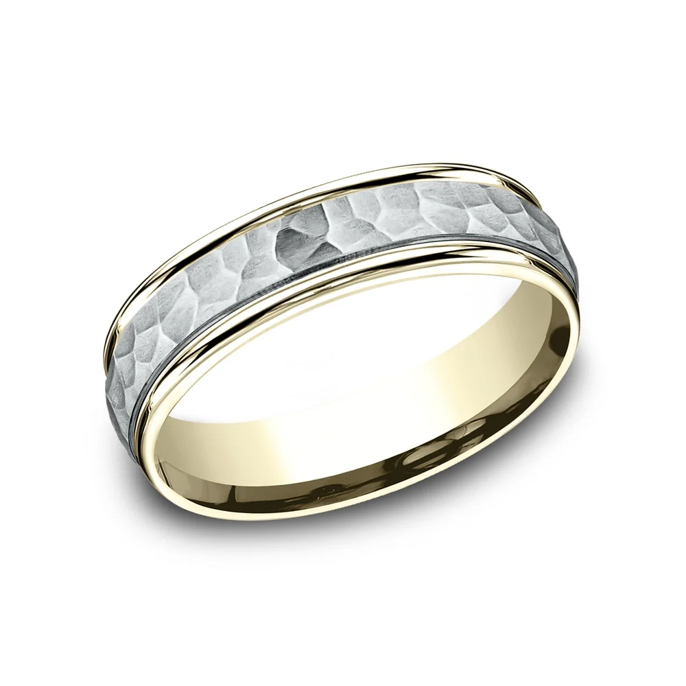 The Swanson Men's Wedding Band in 14K Yellow and White Gold - 6mm Width by Benchmark