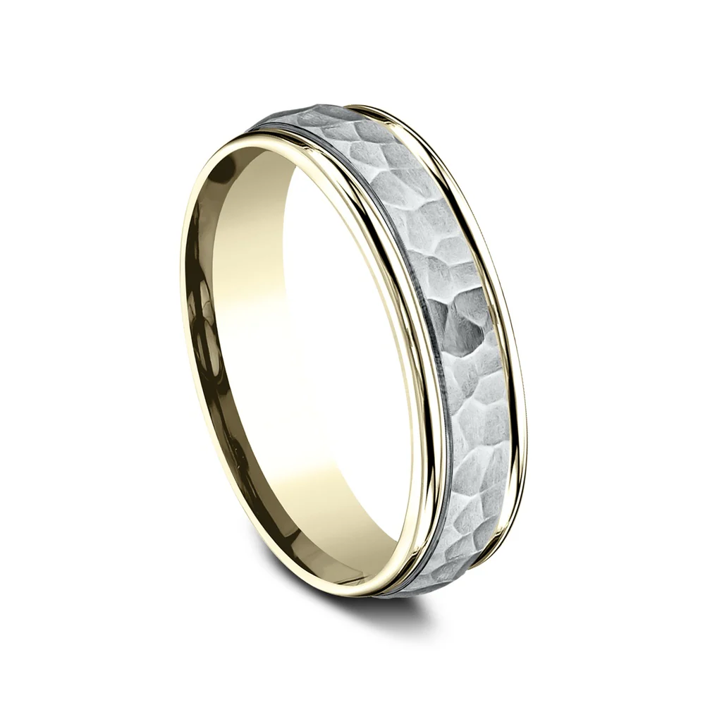 The Swanson Men's Wedding Band in 14K Yellow and White Gold - 6mm Width by Benchmark - Image 2