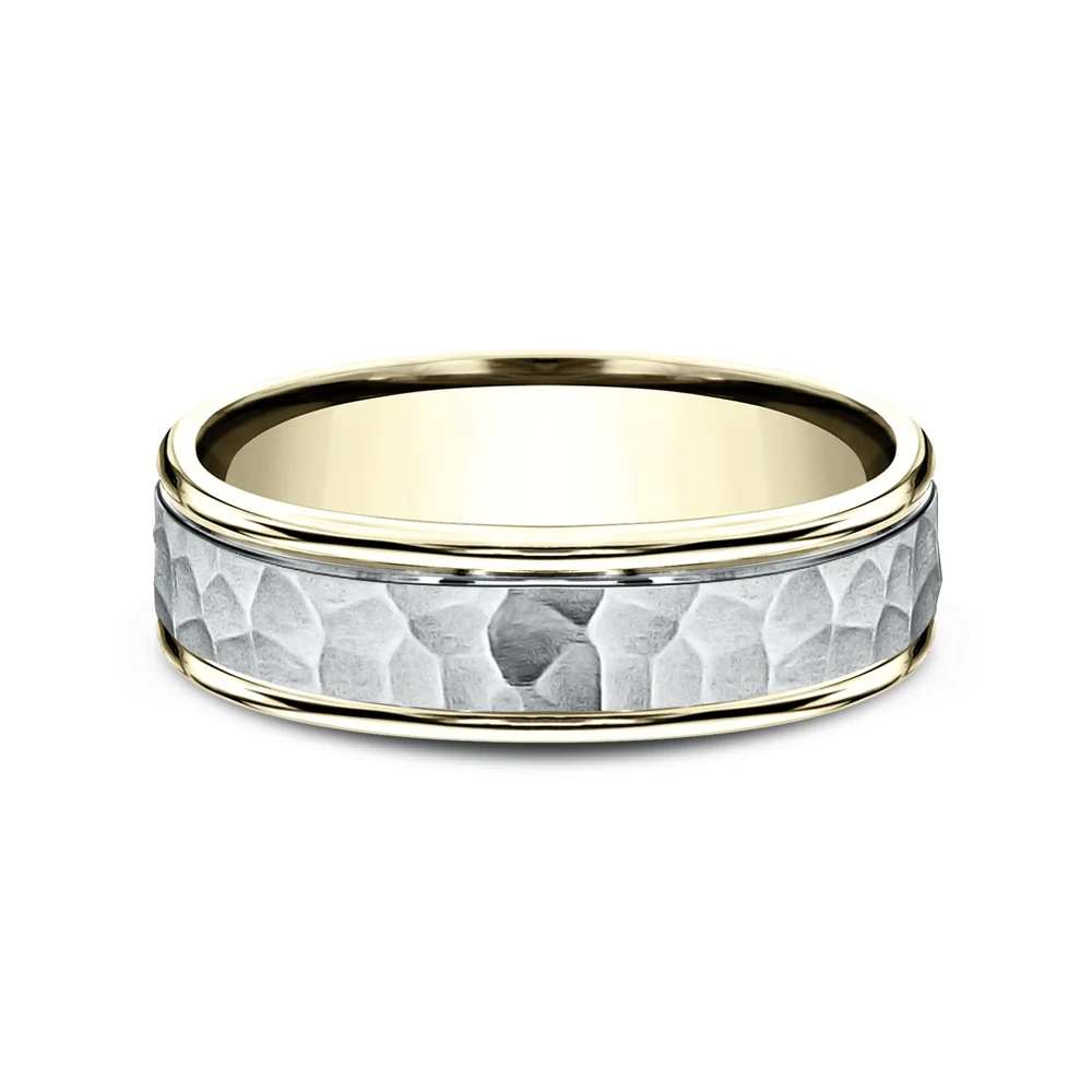 The Swanson Men's Wedding Band in 14K Yellow and White Gold - 6mm Width by Benchmark - Image 3