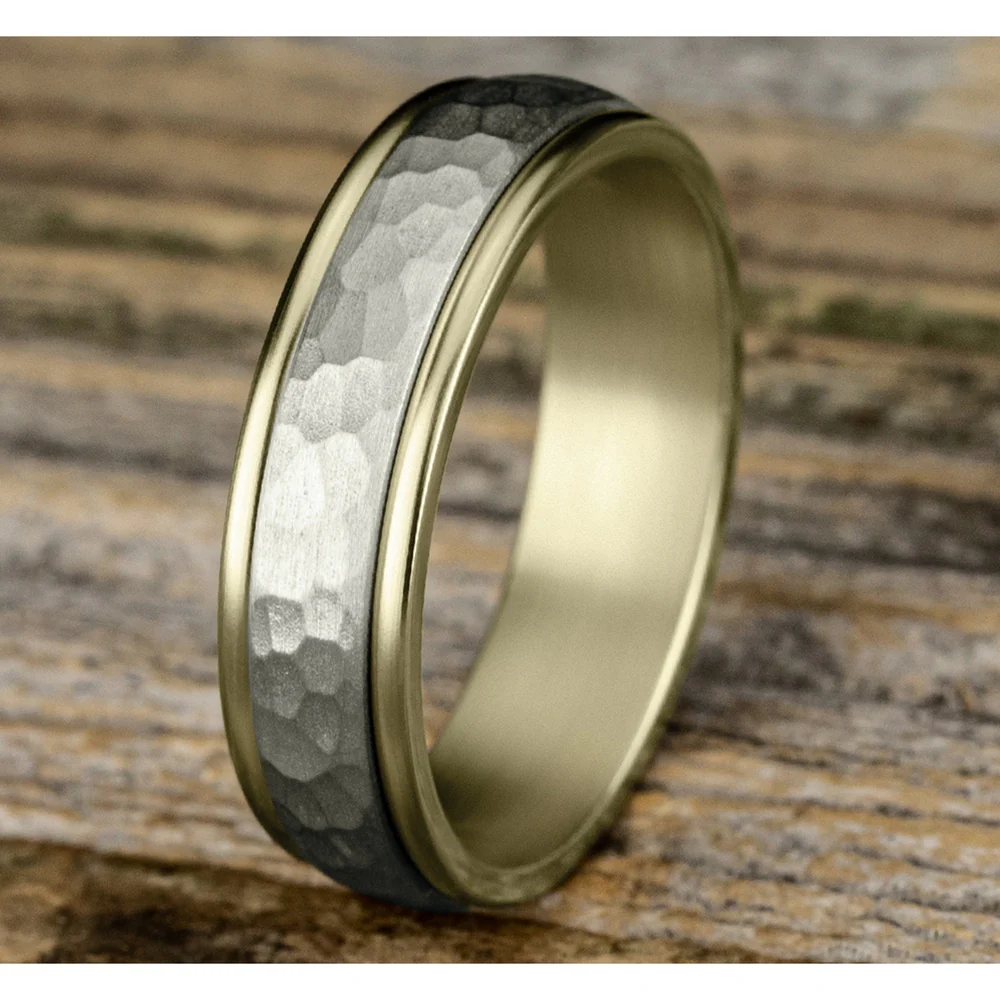 The Swanson Men's Wedding Band in 14K Yellow and White Gold - 6mm Width by Benchmark - Image 4