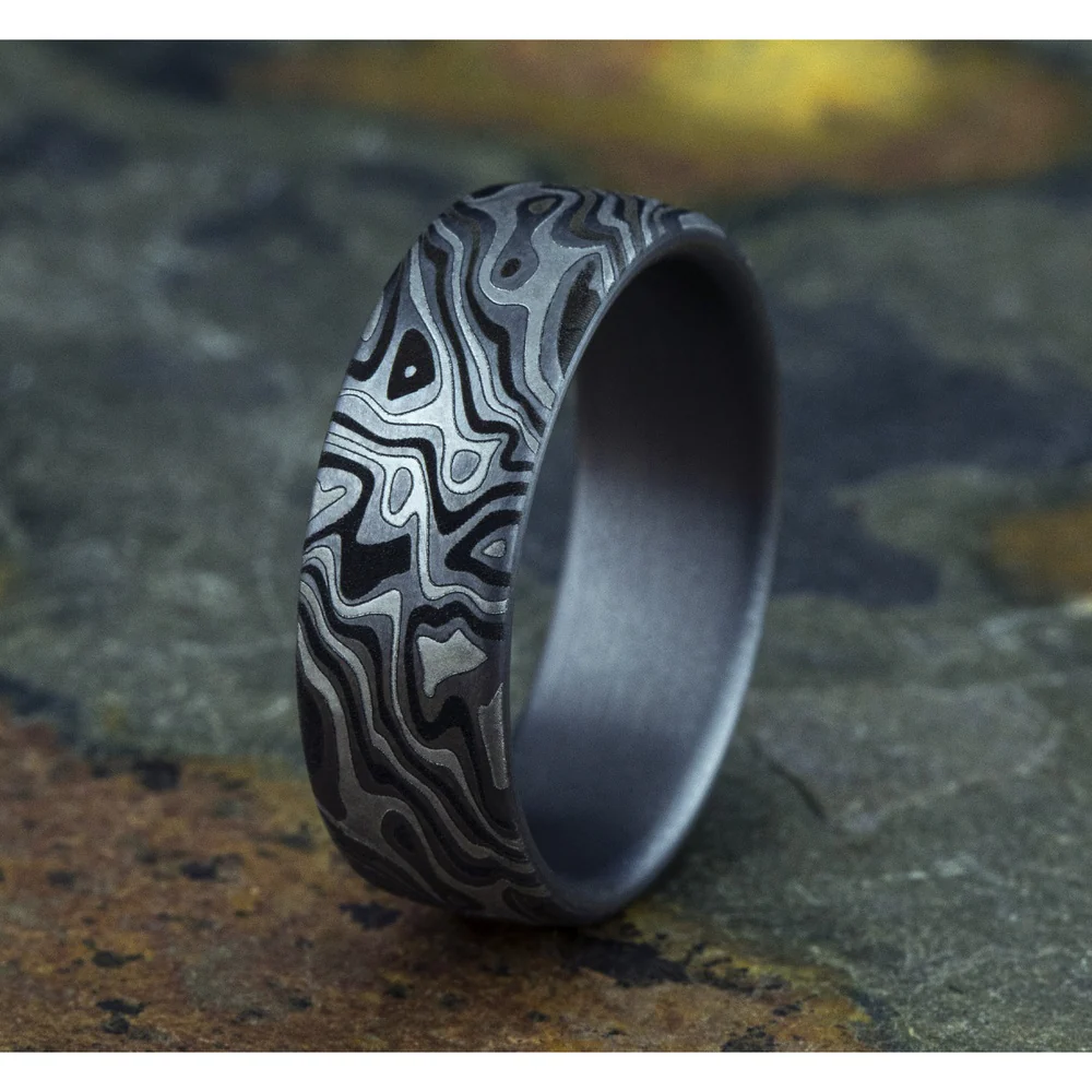 The Switch Men's Wedding Band in Grey Tantalum - 7.5mm Width by Tantalum - Image 4