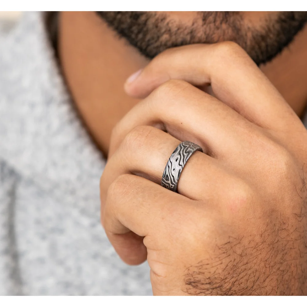 The Switch Men's Wedding Band in Grey Tantalum - 7.5mm Width by Tantalum - Image 5