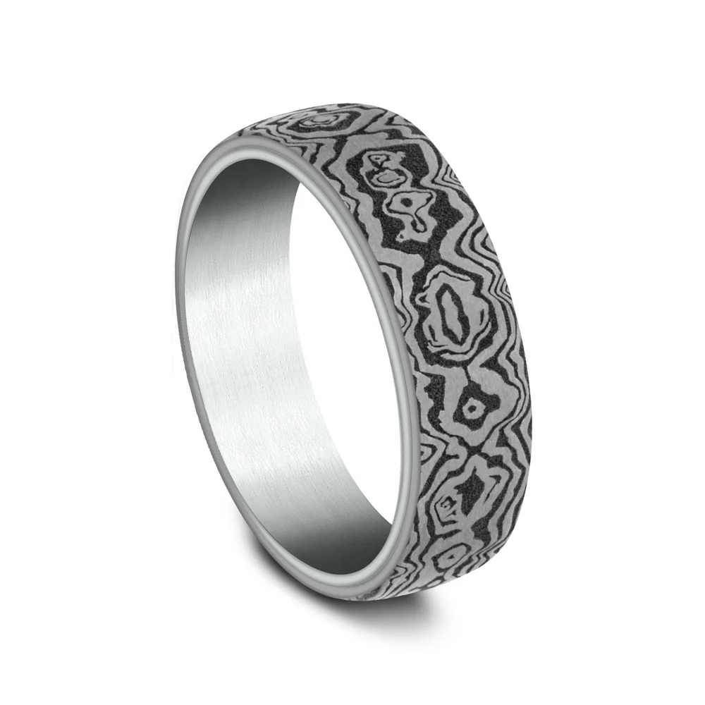 The Sword Men's Wedding Band in 14K White Gold and Grey Tantalum - 6.5mm Width by Ammara Stone - Image 2
